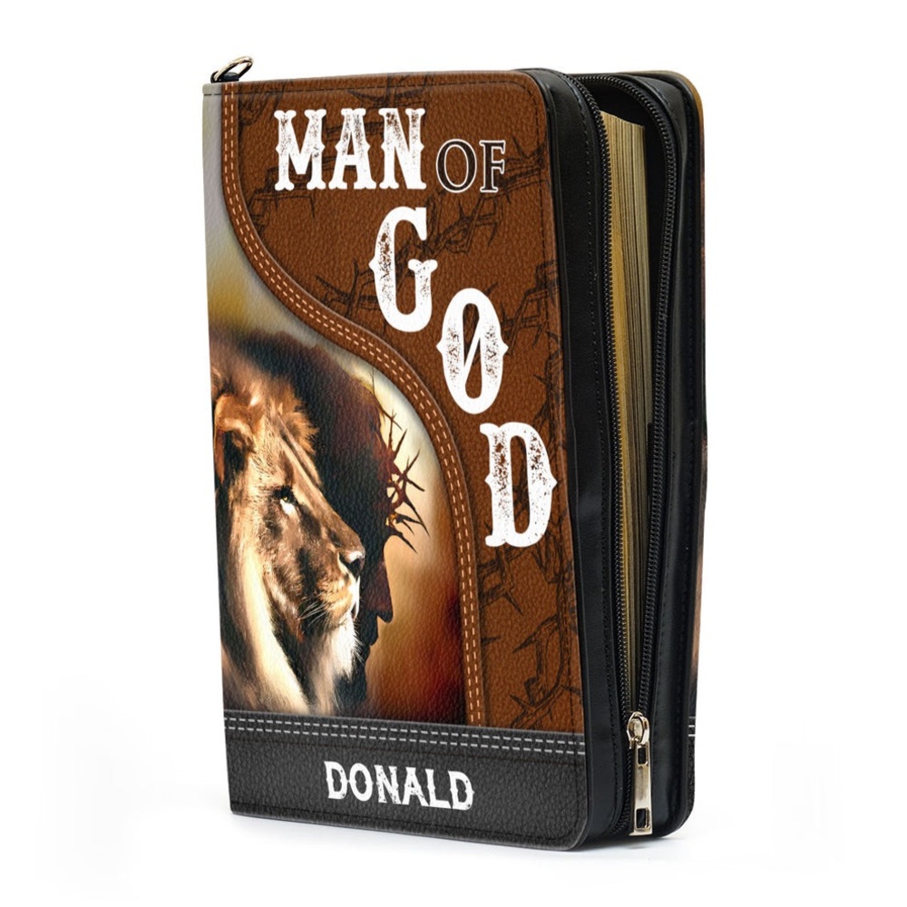 Man of God Bible Cover | PU Leather | Lion + Jesus Design | NWOT